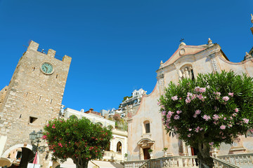Taormina main square in Sicily, Italy