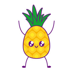 delicious pineapple fruit kawaii character