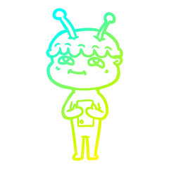 cold gradient line drawing friendly cartoon spaceman