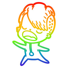 rainbow gradient line drawing cartoon cool hipster girl talking