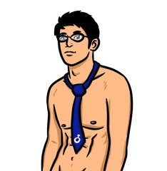 Fototapeta premium Cartoon sexy man on white background