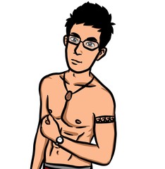 Fototapeta premium Cartoon sexy man on white background