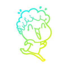 cold gradient line drawing cartoon happy man