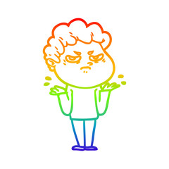 rainbow gradient line drawing cartoon angry man