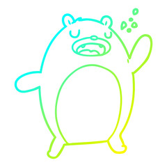 cold gradient line drawing funny cartoon bear