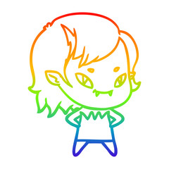 rainbow gradient line drawing cartoon friendly vampire girl
