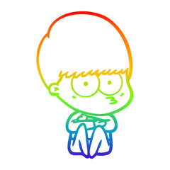 rainbow gradient line drawing nervous cartoon boy
