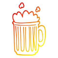 warm gradient line drawing cartoon tankard of beer