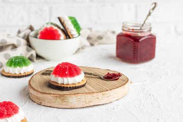 Marshmallow and Marmalade Cookies on a light background