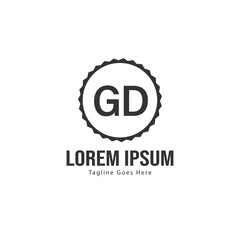 Initial GD logo template with modern frame. Minimalist GD letter logo vector illustration