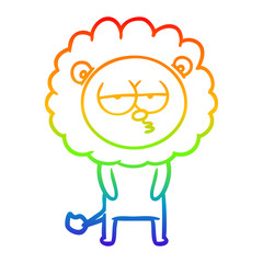rainbow gradient line drawing cartoon tired lion