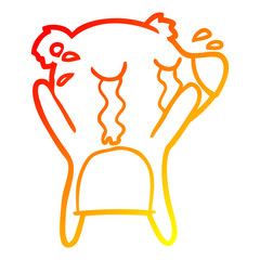 warm gradient line drawing cartoon crying polar bear