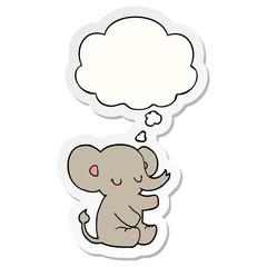 cartoon elephant and thought bubble as a printed sticker