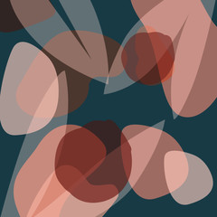 Modern abstract art design with organic shapes. Contemporary collage style design with hand drawn botanical elements and abstract shapes in trendy warm color palette. 