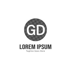 Initial GD logo template with modern frame. Minimalist GD letter logo vector illustration