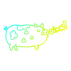cold gradient line drawing cartoon oinking pig