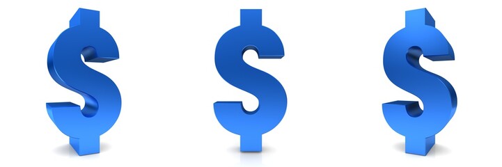 dollar sign 3d symbol icon blue