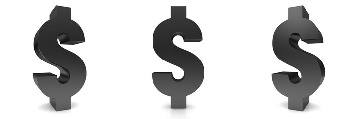 dollar sign black 3d icon set cash symbol sale sign