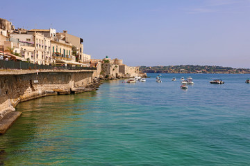 Coast of Ortigia Island on Syracuse city, Sicily, Italy