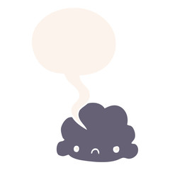 cartoon cloud and speech bubble in retro style