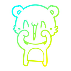 cold gradient line drawing happy polar bear cartoon