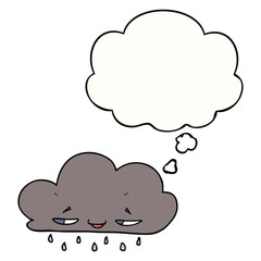 cartoon rain cloud and thought bubble