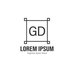 Initial GD logo template with modern frame. Minimalist GD letter logo vector illustration