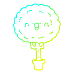 cold gradient line drawing cartoon happy tree