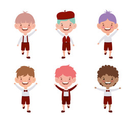 group of young studemts boys characters