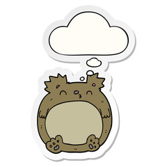 cartoon bear and thought bubble as a printed sticker