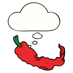 cartoon chili pepper and thought bubble