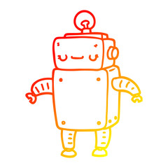 warm gradient line drawing cartoon robot