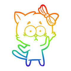 rainbow gradient line drawing cartoon cat