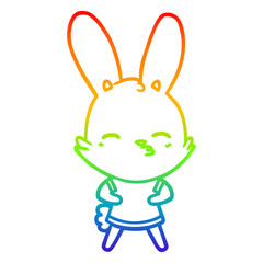 rainbow gradient line drawing curious bunny cartoon