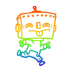 rainbow gradient line drawing cartoon robot
