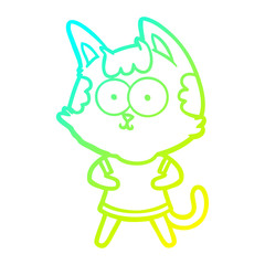 cold gradient line drawing happy cartoon cat