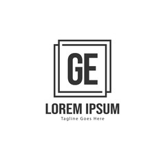 Initial GE logo template with modern frame. Minimalist GE letter logo vector illustration