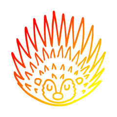 warm gradient line drawing cartoon spiky hedgehog