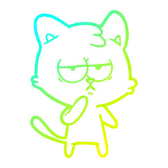 cold gradient line drawing bored cartoon cat
