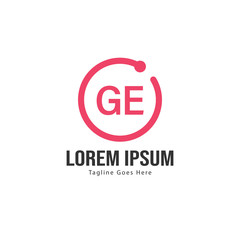 Initial GE logo template with modern frame. Minimalist GE letter logo vector illustration