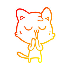 warm gradient line drawing cartoon cat singing