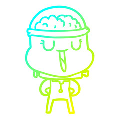 cold gradient line drawing happy cartoon robot