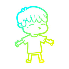 cold gradient line drawing cartoon curious boy
