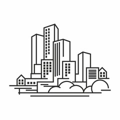 Obraz premium City Skyline line art vector illustration.zip