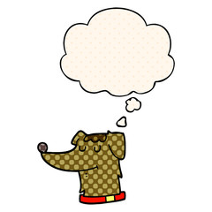 cartoon dog and thought bubble in comic book style