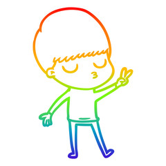 rainbow gradient line drawing cartoon calm boy