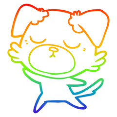 rainbow gradient line drawing cute cartoon dog