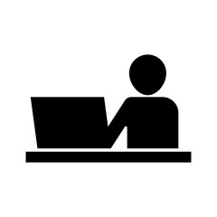 User icon. Persone with computer.