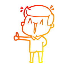 warm gradient line drawing cartoon happy man