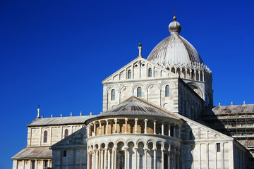 Fototapeta na wymiar Cathedral in the Park of Wonders in the city of Pisa, Italy